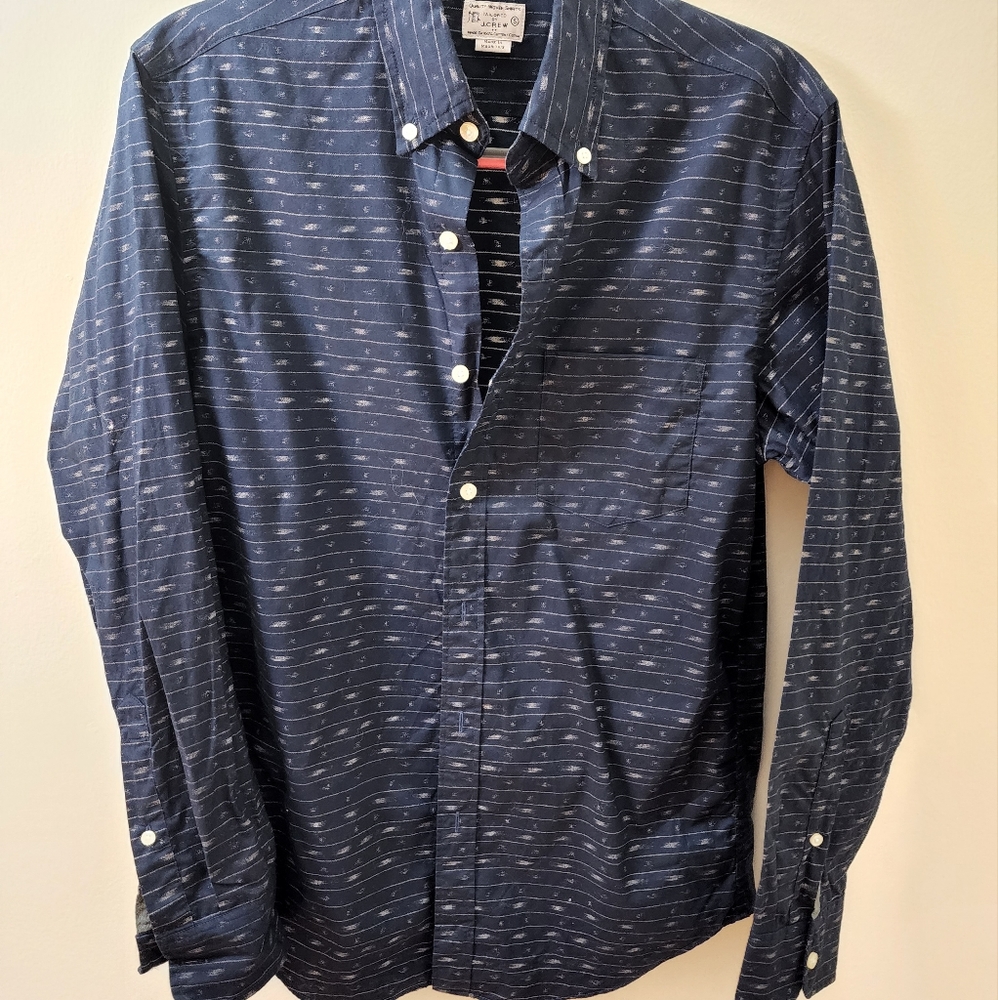 Quality woven J Crew men's shirt size S darkblue